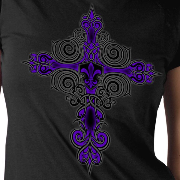 Hot Leathers Fleur De Lis Ladies T-Shirt Cheap - Image 2