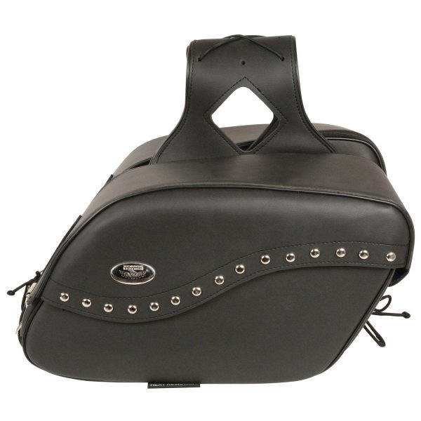 Milwaukee Leather SH646ZB Black Zip-Off PVC Studded Throw Over Motorcycle Saddlebags Online now - Image 4