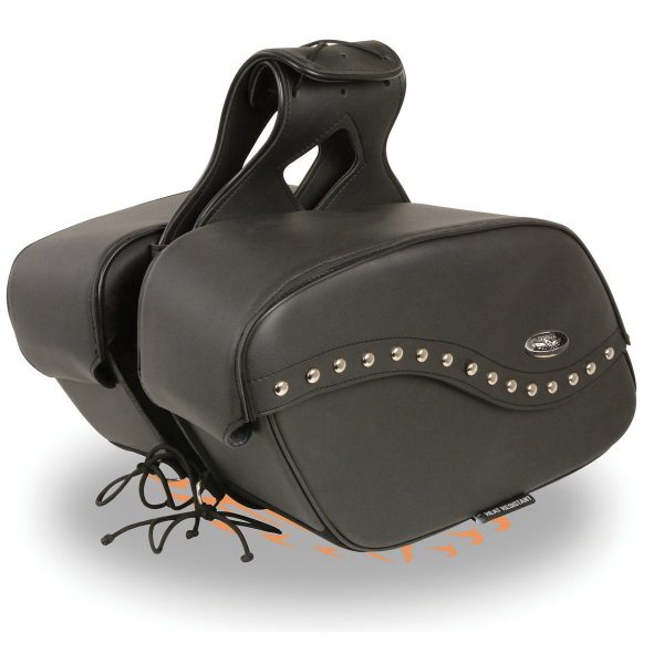 Milwaukee Leather SH646ZB Black Zip-Off PVC Studded Throw Over Motorcycle Saddlebags Online now