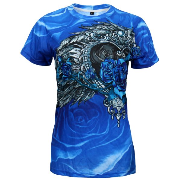Hot Leathers Ladies Blue Angel Roses Fitted 3D All Over Printed T-Shirt GLS1002 Online Sale