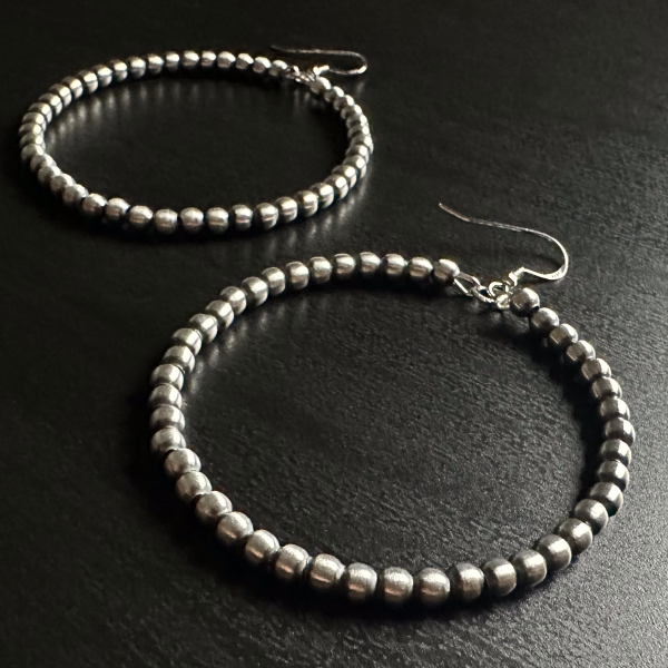 Handmade Sterling Silver Navajo Pearl Hoop Earrings ~ 4mm ~ Pretty & Dainty! Discount