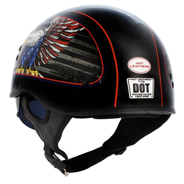 Hot Leathers HLD1037 Gloss Black  Up Wing Eagle USA  Advanced DOT Helmet with Drop Down Tinted Visor on Sale - Image 5