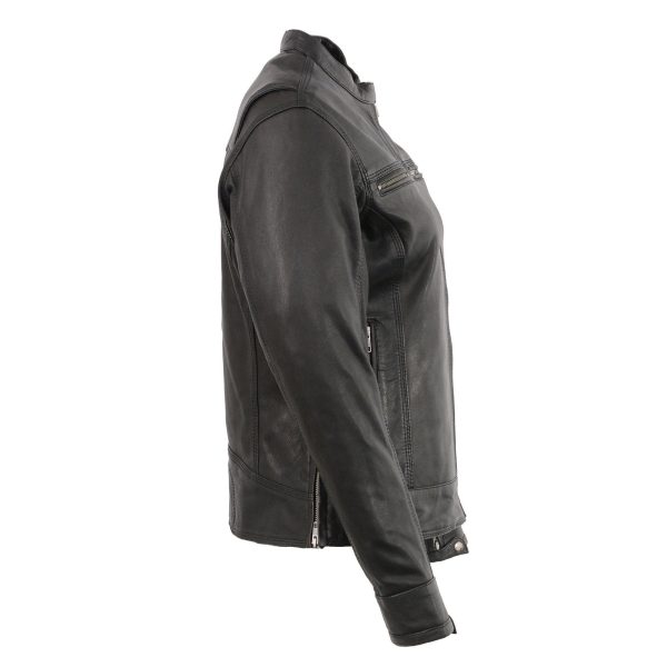 Milwaukee Leather MLL2551 Women s Scooter Black Leather Vented Lightweight Triple Stitch Motorcycle Jacket For Discount - Image 4