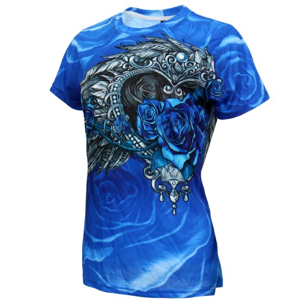 Hot Leathers Ladies Blue Angel Roses Fitted 3D All Over Printed T-Shirt GLS1002 Online Sale - Image 4