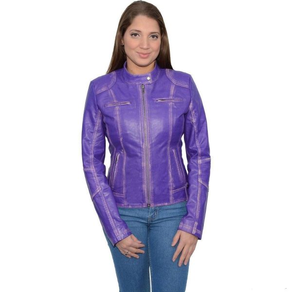 Milwaukee Leather SFL2830 Women s Purple Scuba Style Sheepskin Fashion Leather Jacket For Cheap
