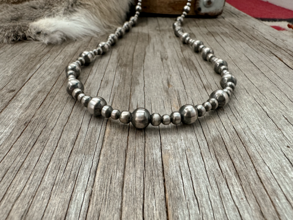 Navajo Pearl Handmade 4, 5, and 8mm  Necklace ~ German Silver beads ~ Choose Length Supply - Image 2
